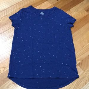 Girls Navy blue and rainbow dot tee-shirt